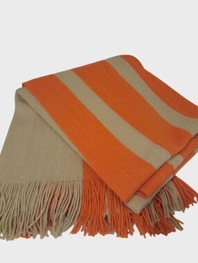 West Elm Orange and Beige Knit Throw